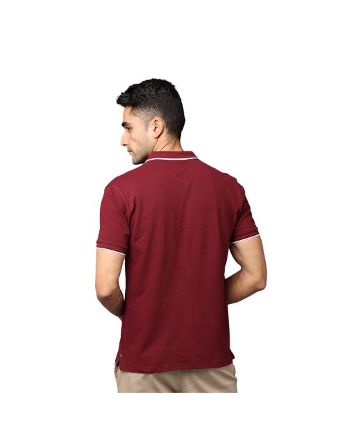 Greys & Blues Pima Collar T-Shirt Wine With White Tipping