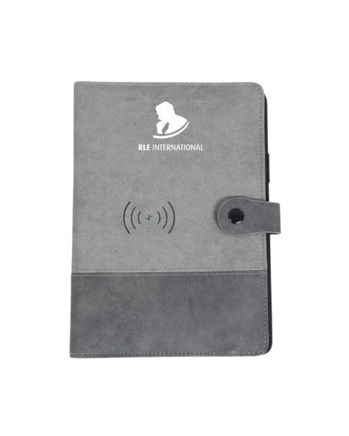 Fuzo Nimble 8000 mAh Power Bank Notebook with 15W Wireless Charger- Grey