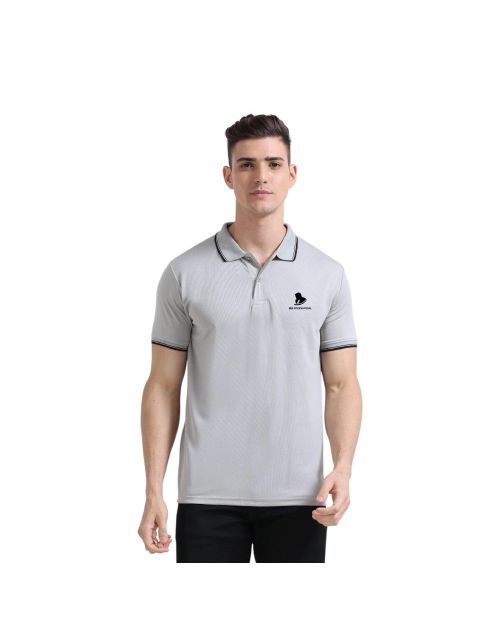 Greys&Blues PrimoKnit Polo Tshirt- Light Grey with Black Tipping