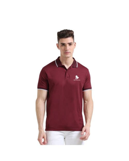 Greys&Blues PrimoKnit Polo Tshirt- Maroon with White Tipping