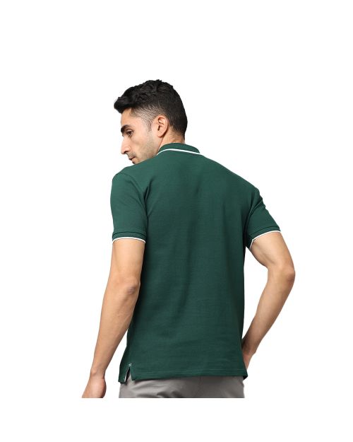 Greys & Blues Pima Polo T-Shirt - Green With White Tipping